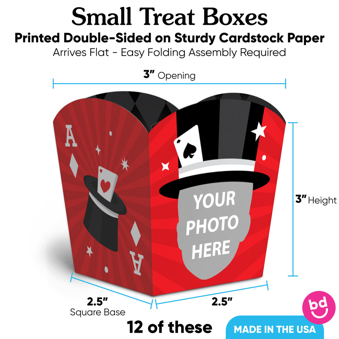 Custom Face Magic Show Treat Boxes - 12 Ct