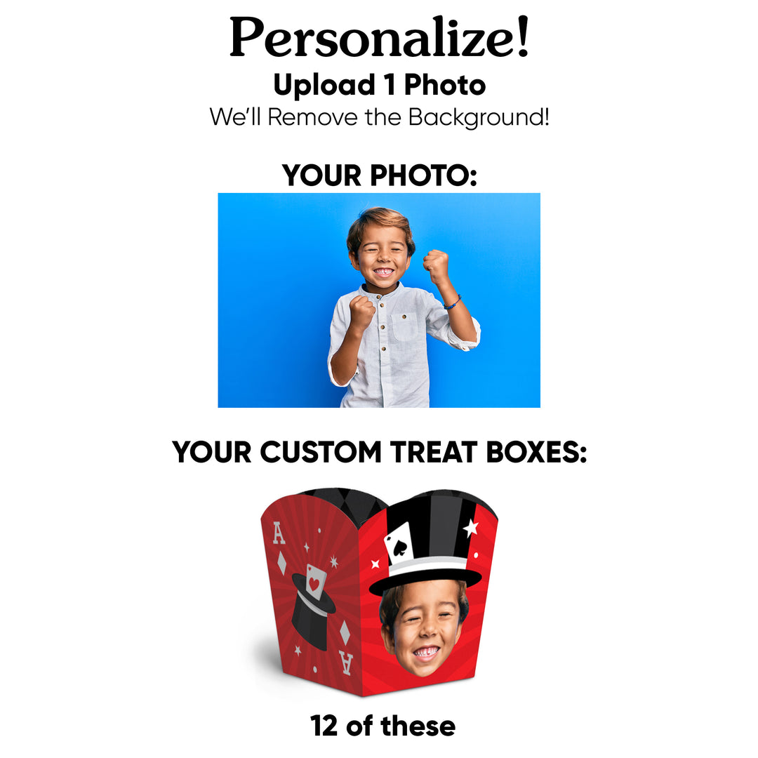 Custom Face Magic Show Treat Boxes - 12 Ct