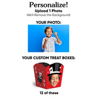 Custom Face Magic Show Treat Boxes - 12 Ct