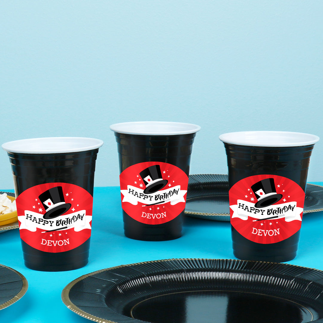 Custom Text Party Cups - Magic Show - 16 Ct