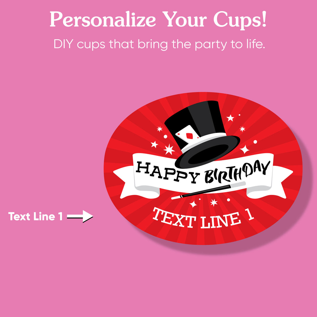 Custom Text Party Cups - Magic Show - 16 Ct
