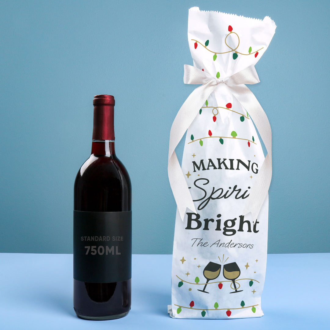 Custom Text Wine Bags - Making Spirits Bright