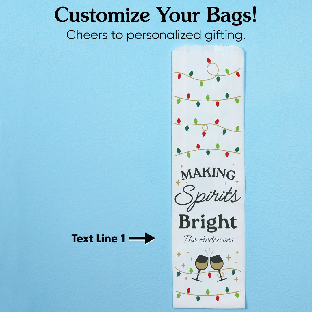 Custom Text Wine Bags - Making Spirits Bright