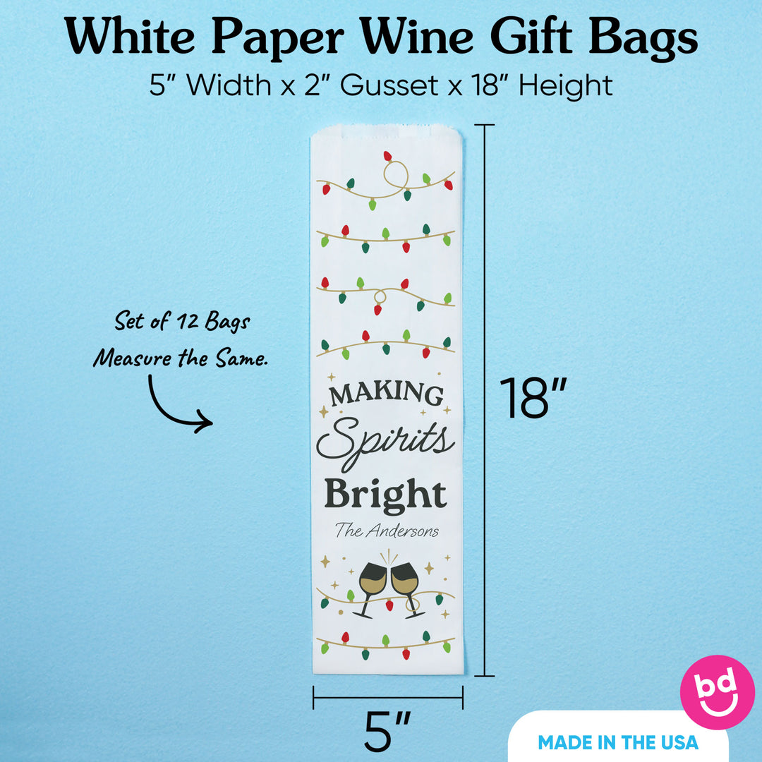 Custom Text Wine Bags - Making Spirits Bright