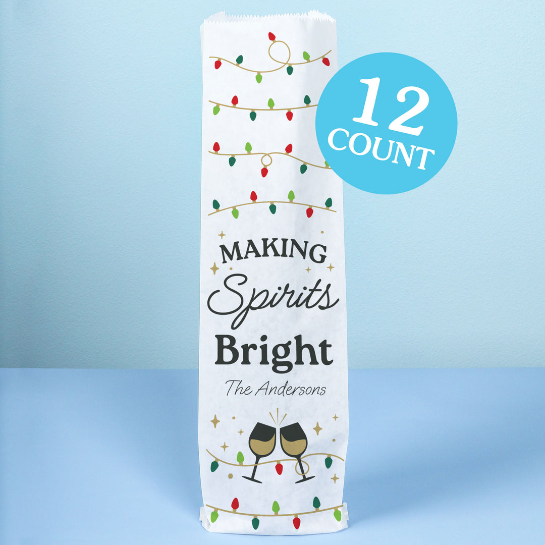 Custom Text Wine Bags - Making Spirits Bright