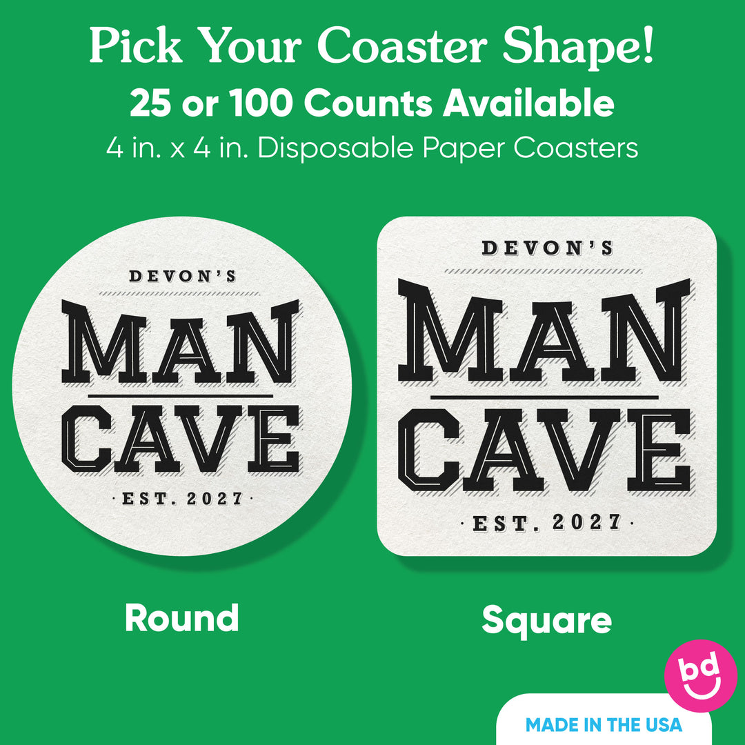 Custom Text Coasters - Man Cave