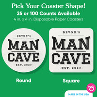 Custom Text Coasters - Man Cave