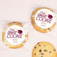 Maroon custom name One Smart Cookie sticker close-up