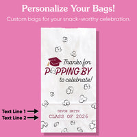 Maroon personalized graduation popcorn bags 