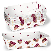 Maroon custom graduation paper food trays 12ct