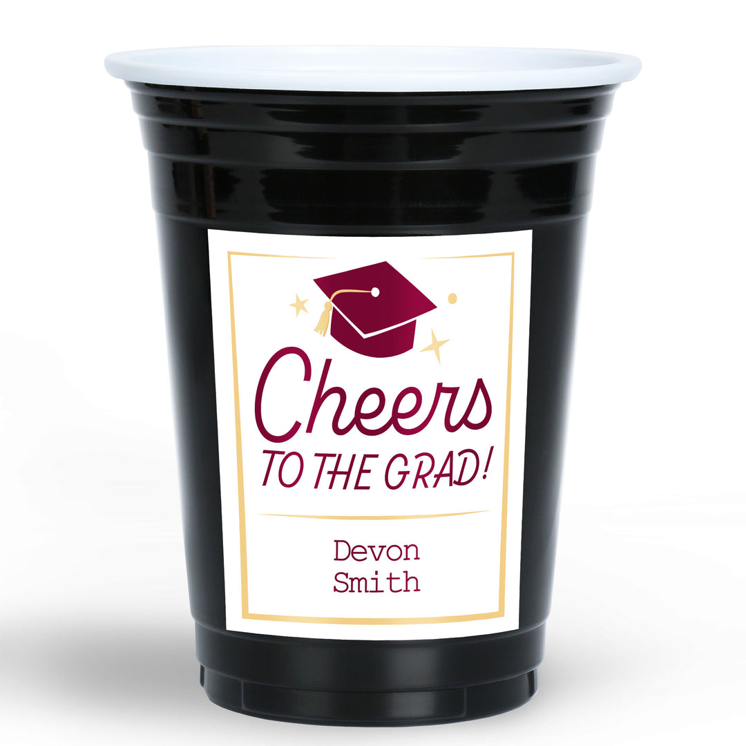 Maroon personalized graduation party cups 16ct