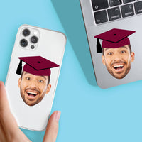 Custom Maroon Grad Cap Fun Face Cut-Out Stickers - Set of 24