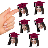 Custom Maroon Grad Cap Fun Face Cut-Out Stickers - Set of 24