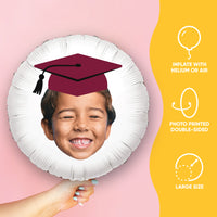 Personalized Fun Face Maroon Grad Cap Balloon - Double Sided - 1 Ct