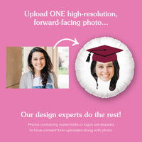 Personalized Fun Face Maroon Grad Cap Balloon - Double Sided - 1 Ct