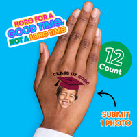 Custom Maroon Grad Cap Temporary Tattoos - 12 Ct
