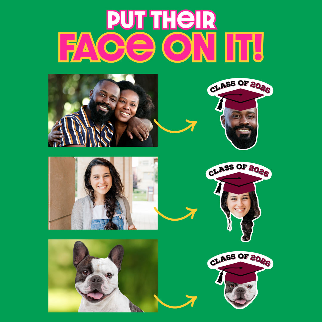 Custom Maroon Grad Cap Temporary Tattoos - 12 Ct