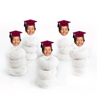 Custom Fun Face Maroon Grad Cap Treat Picks - 24 Ct