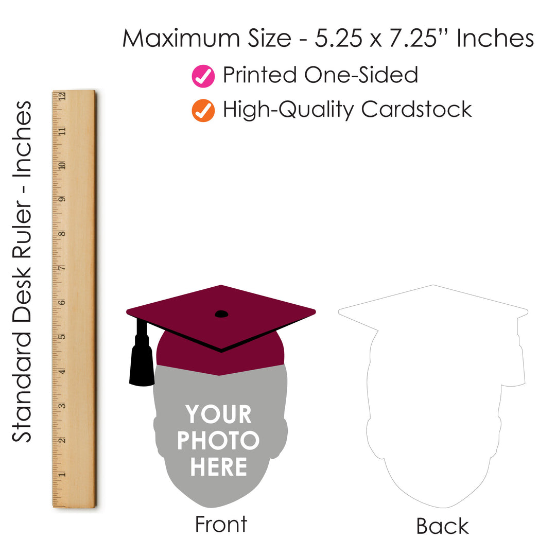 Custom Fun Face Maroon Grad Cap Essentials - 20 Ct