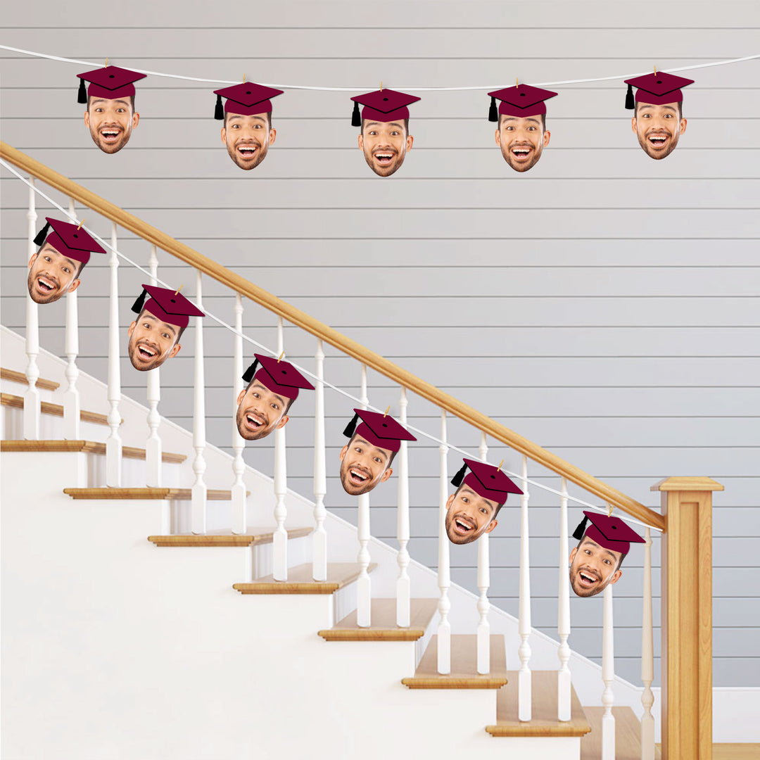 Custom Fun Face Maroon Grad Cap Essentials - 20 Ct
