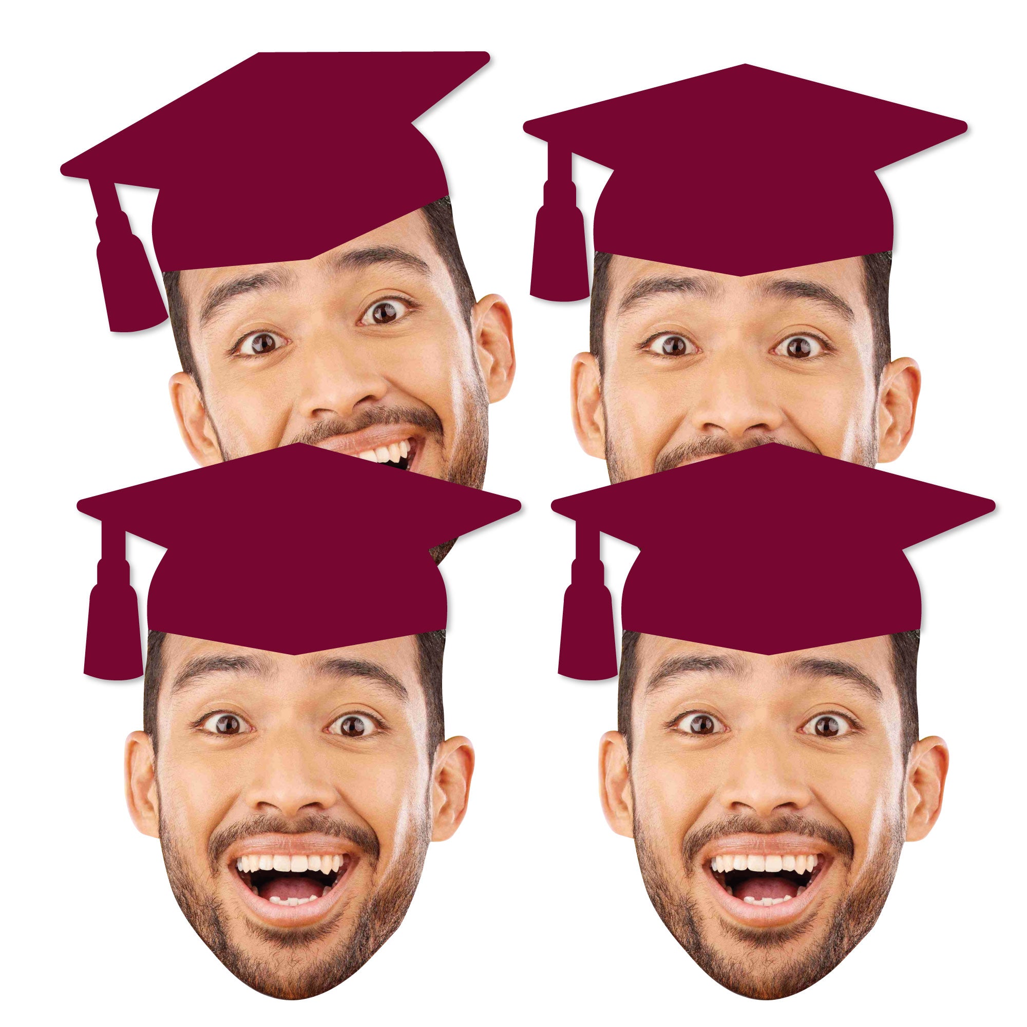 Custom Photo Face Cutouts Personalized Maroon Graduation Party Decor ...