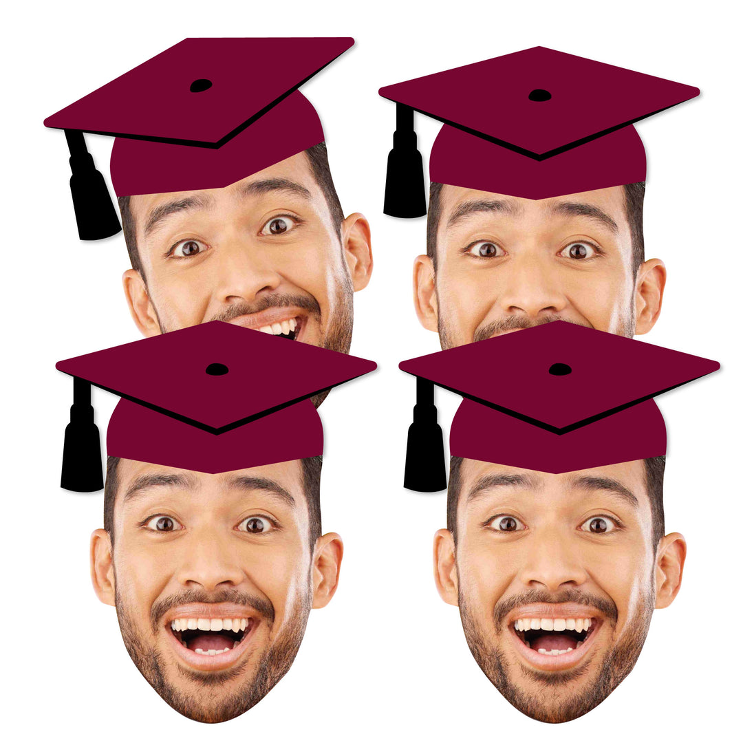 Custom Fun Face Maroon Grad Cap Essentials - 20 Ct