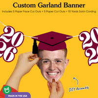 Personalized graduation face with cap and maroon 2026 design