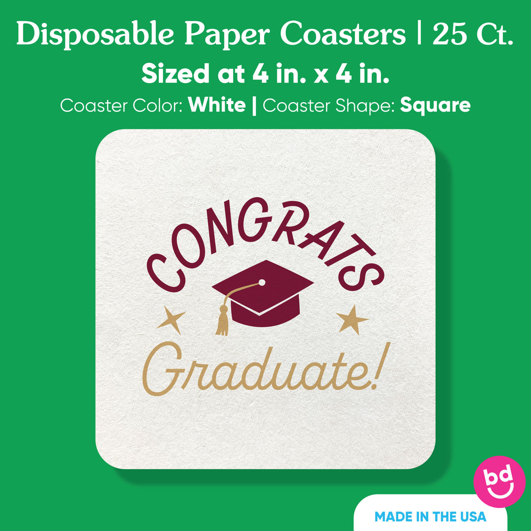 Graduation coaster pulpboard size detail