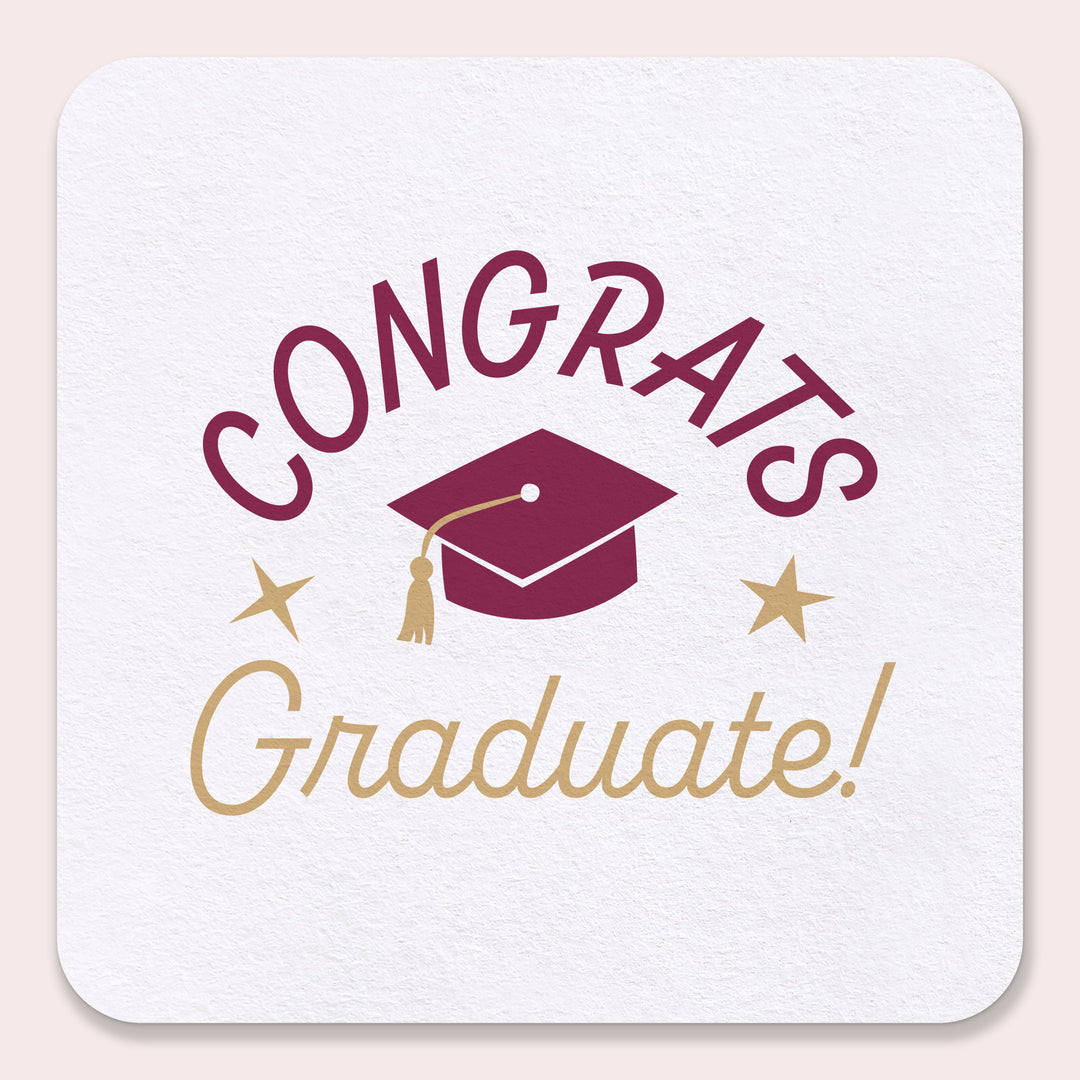 Maroon Graduation Drink Coasters 25ct square design