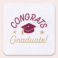 Maroon Graduation Drink Coasters 25ct square design