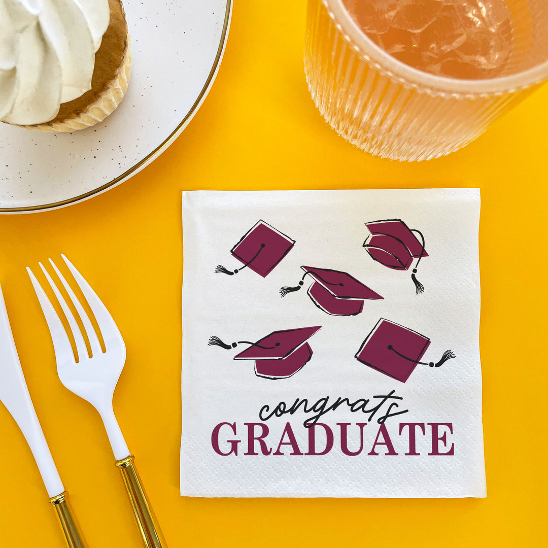 24-count Maroon graduation napkins display
