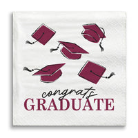 Maroon Congrats Graduate napkin design close-up