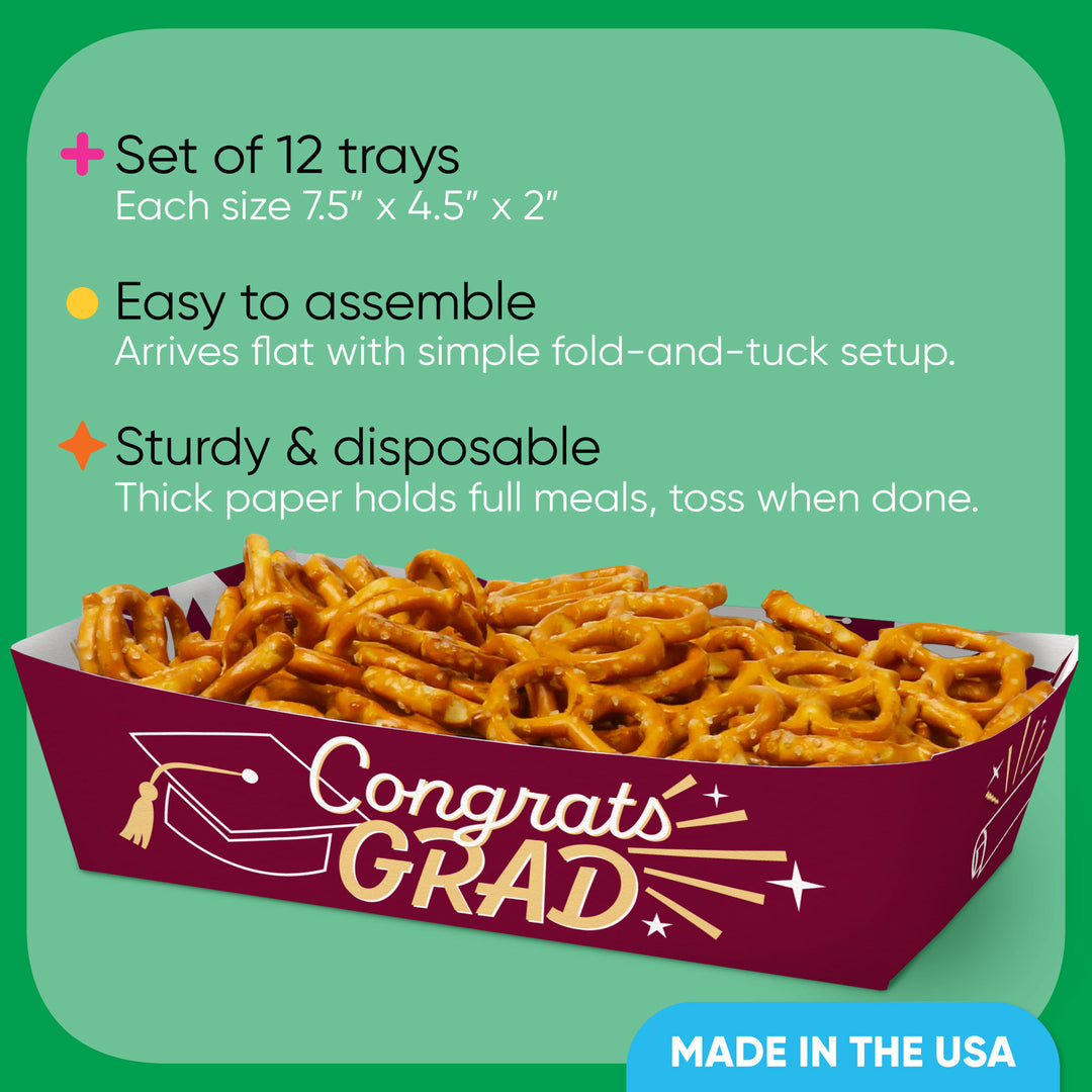 Maroon graduation tray interior detail