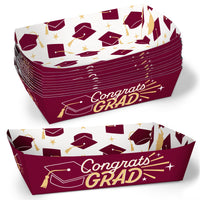 Graduation Paper Food Trays - 12 Ct
