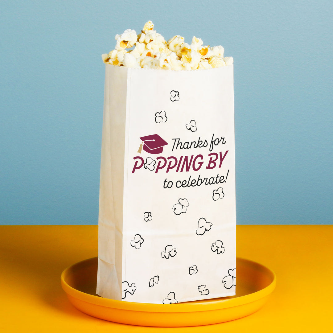 Maroon popcorn bag gusset detail