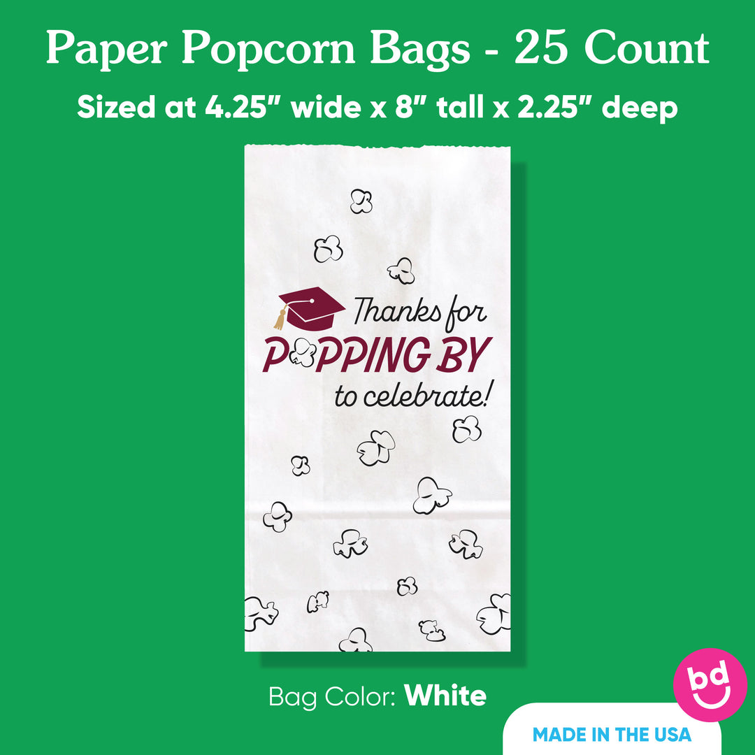 25-count Maroon graduation snack bags stacked