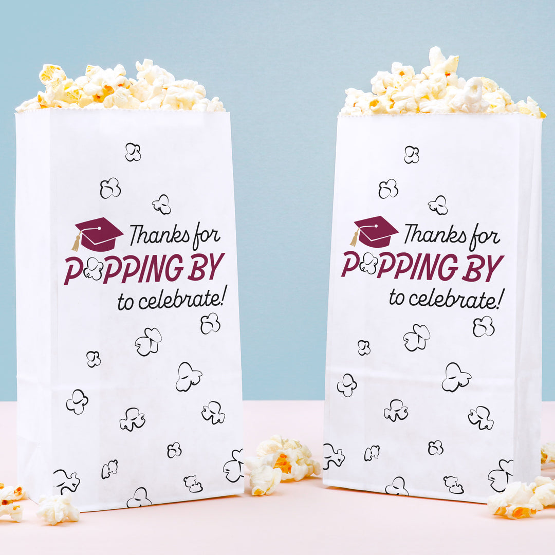 Maroon Graduation Popcorn Bags 25ct snack bags