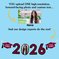 Custom Photo Maroon Grad Letter Banner
