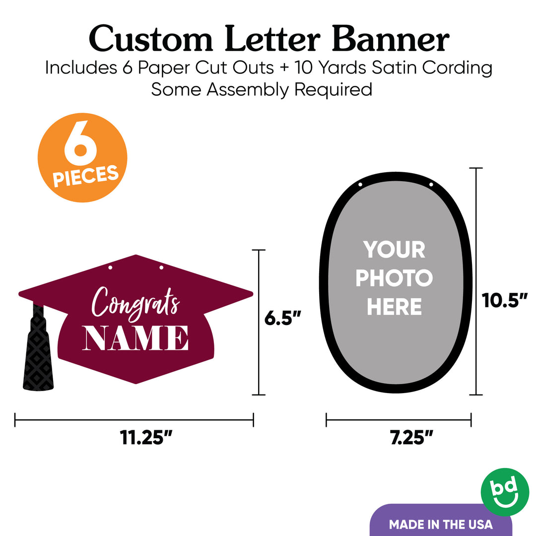 Custom Photo Maroon Grad Letter Banner