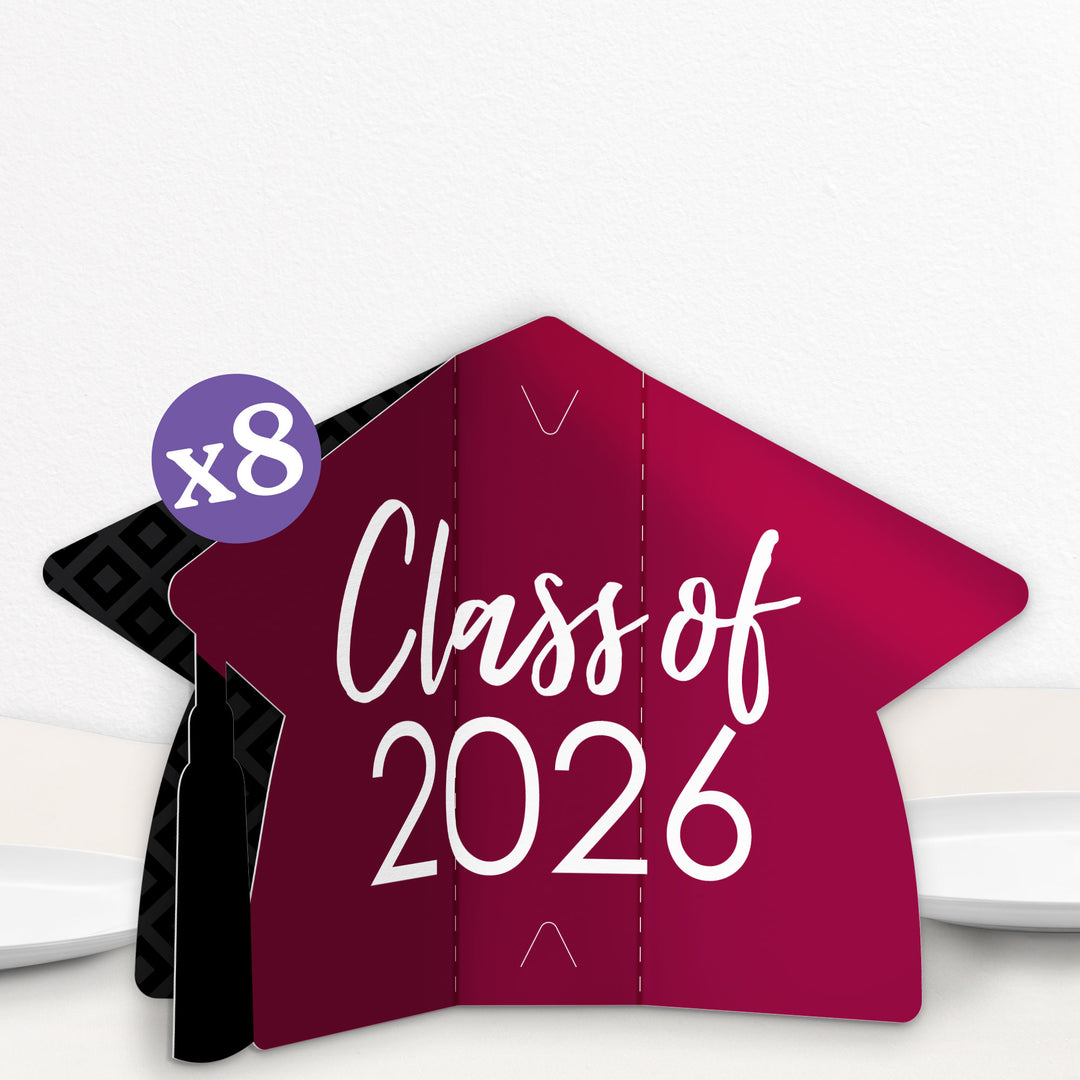 Maroon Graduation 3D Centerpieces - 8 Ct