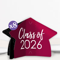 Maroon Graduation 3D Centerpieces - 8 Ct