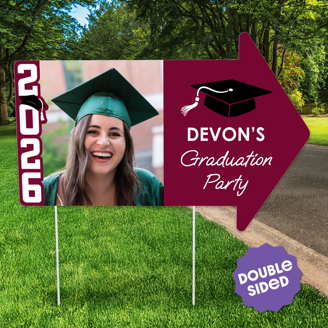 Custom Maroon Grad Yard Sign Arrows - 1 Ct