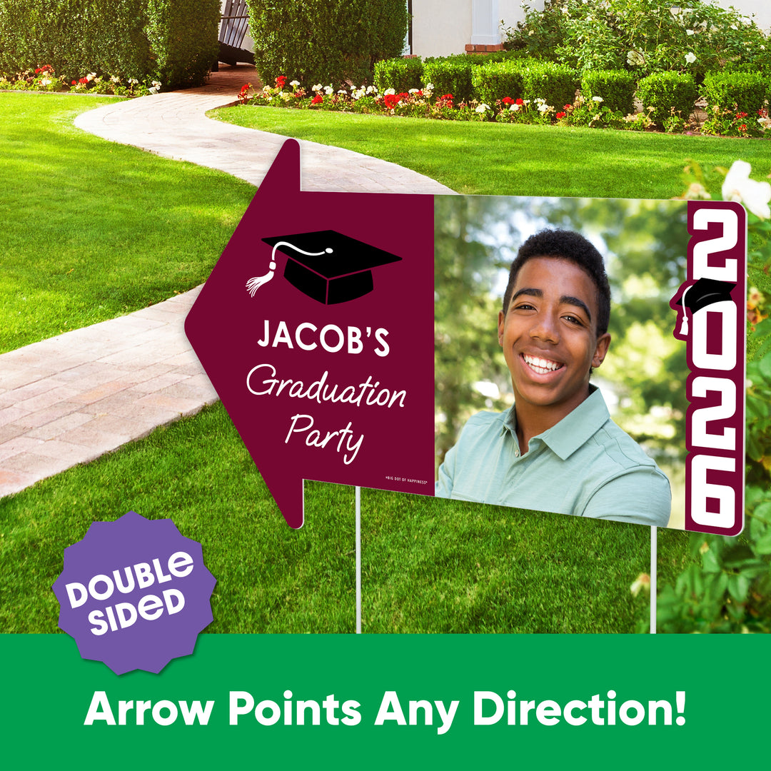 Custom Maroon Grad Yard Sign Arrows - 1 Ct