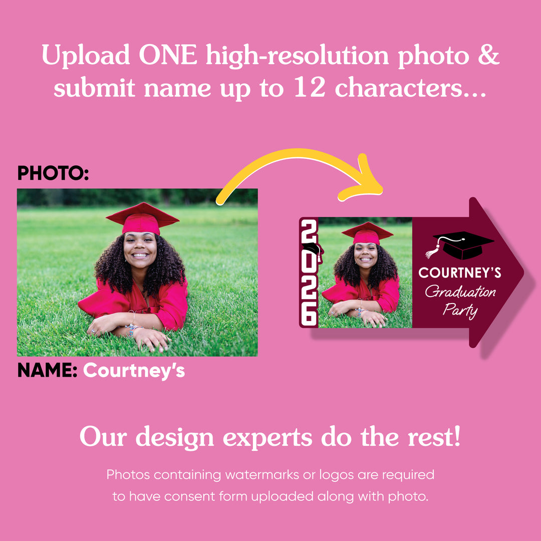 Custom Maroon Grad Yard Sign Arrows - 1 Ct