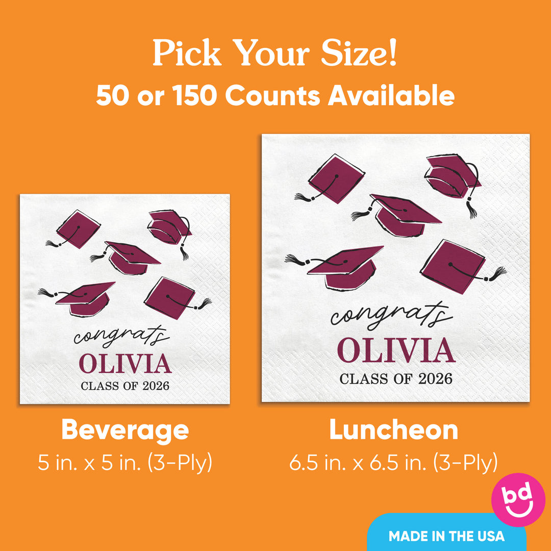 Custom Text - Maroon Grad Napkins