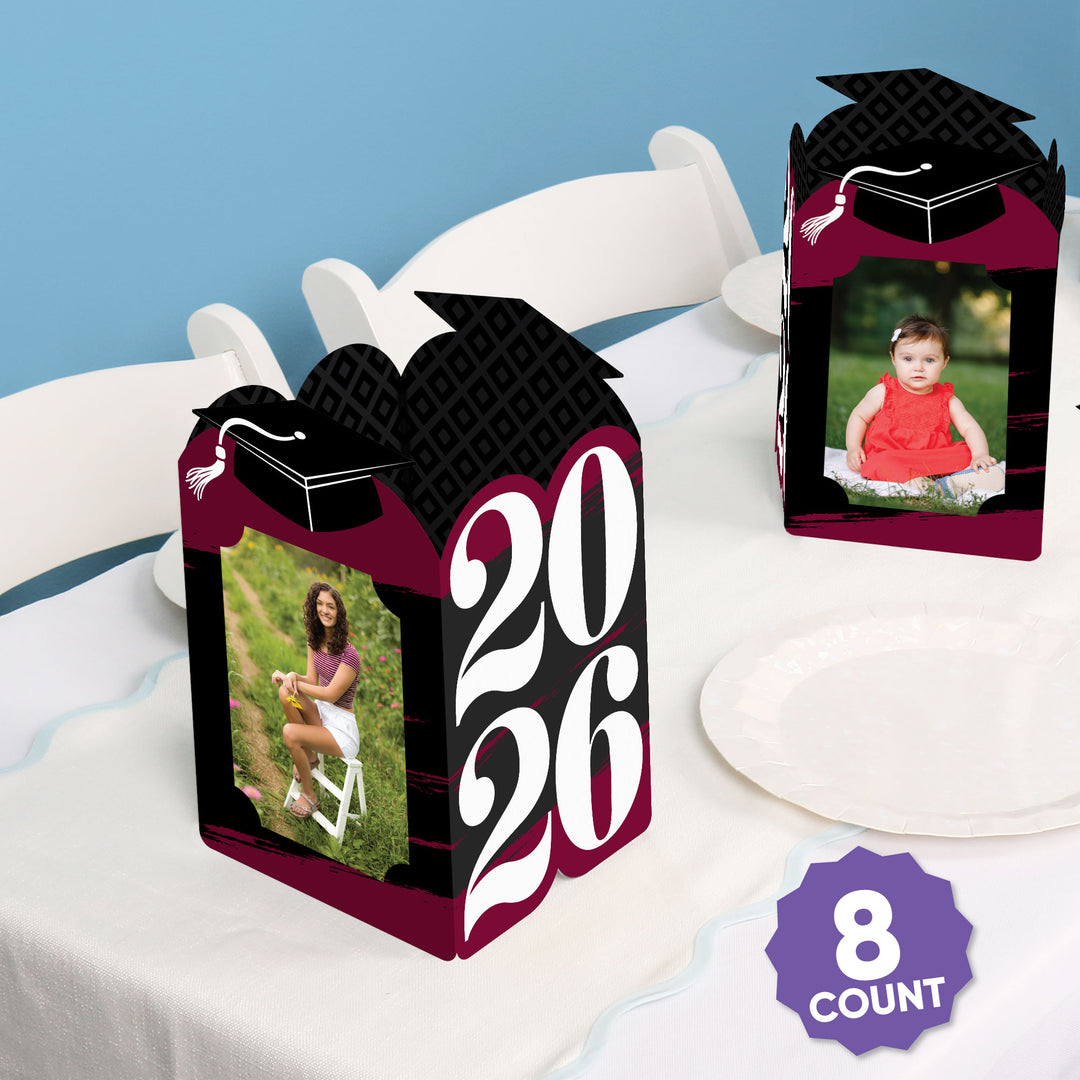Maroon Graduation Photo Centerpieces - 8 Ct