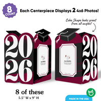 Maroon Graduation Photo Centerpieces - 8 Ct