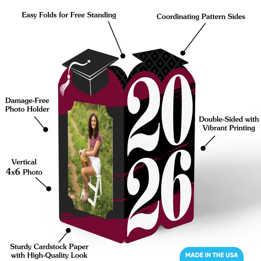 Maroon Graduation Photo Centerpieces - 8 Ct