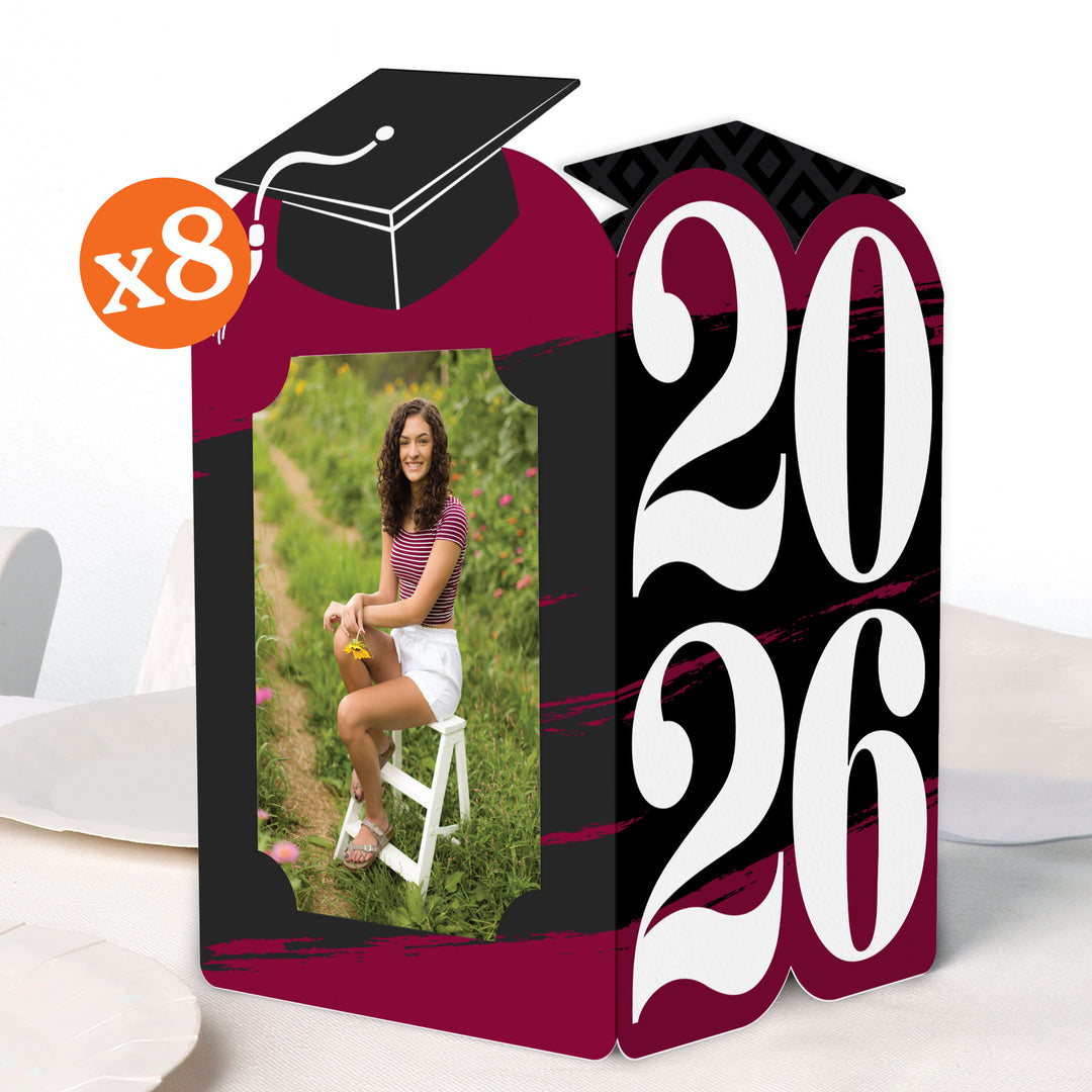 Maroon Graduation Photo Centerpieces - 8 Ct