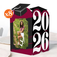 Maroon Graduation Photo Centerpieces - 8 Ct